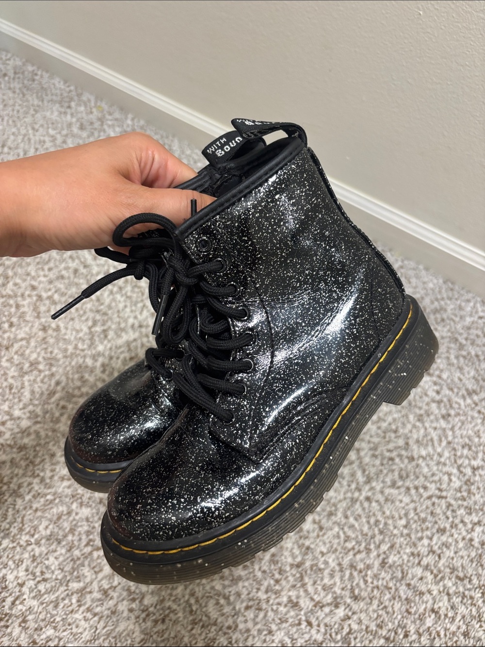 Dr. Martens black glitter boots 13